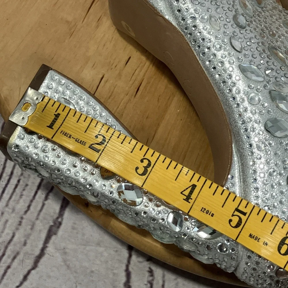Jessica‎ Simpson Rhinestone Platform Ankle Boots Silver Crystal Womens 9 NWOB